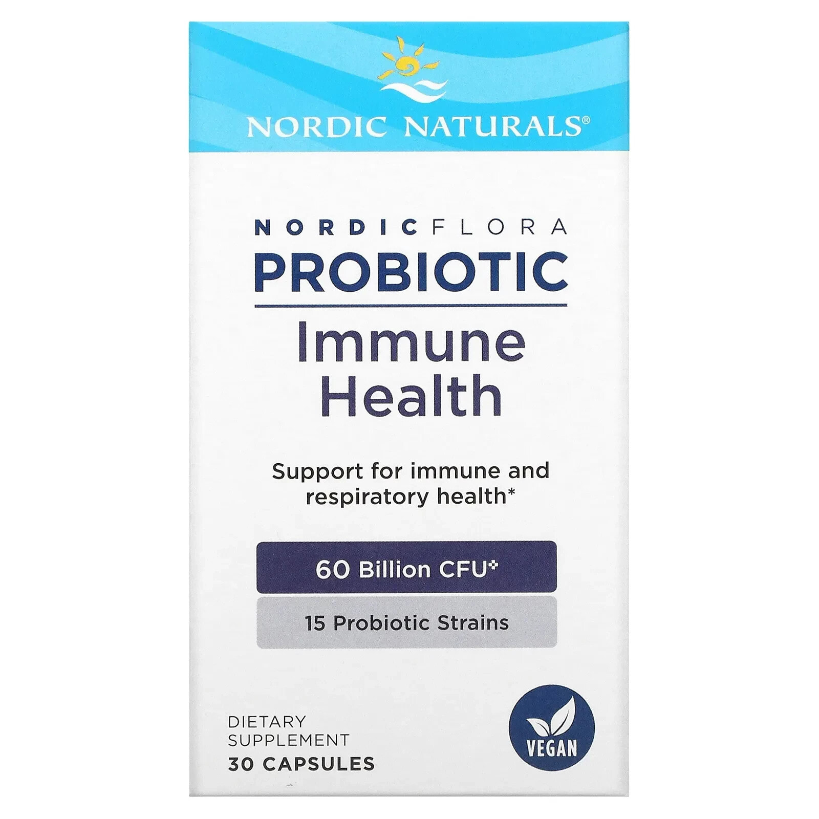 Нордик Натуралс, Nordic Flora Probiotic, для поддержания здоровья иммунной системы, 60 млрд КОЕ, 30 капсул