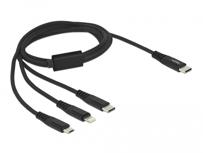 87149 - 1 m - USB C - USB C/micro-USB B/Lightning - USB 2.0 - Black