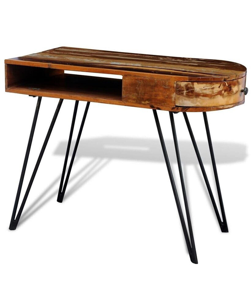 vidaXL desk Reclaimed Solid Wood with Iron Legs