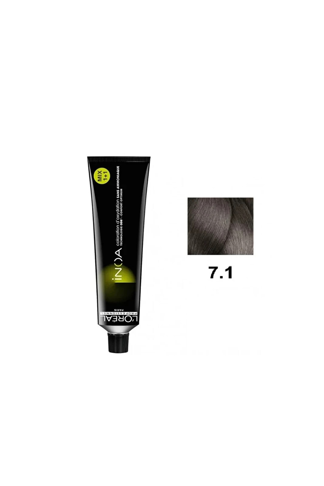 Inoa 7,1 Ash Brown Defined Bright Ammonia Free Oil Based Permament Hair Color Cream 60ml