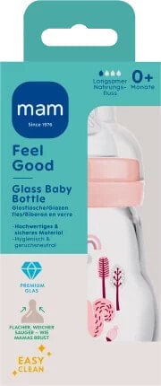 Babyflasche aus Glas Feel Good matt, rosa, von Geburt an, 170 ml, 1 St