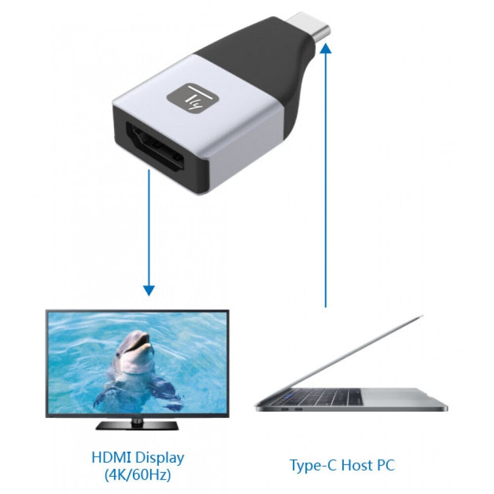 Techly IADAP USBC-HDMIHDR USB графический адаптер 3840 x 2160 пикселей Черный, Серебристый