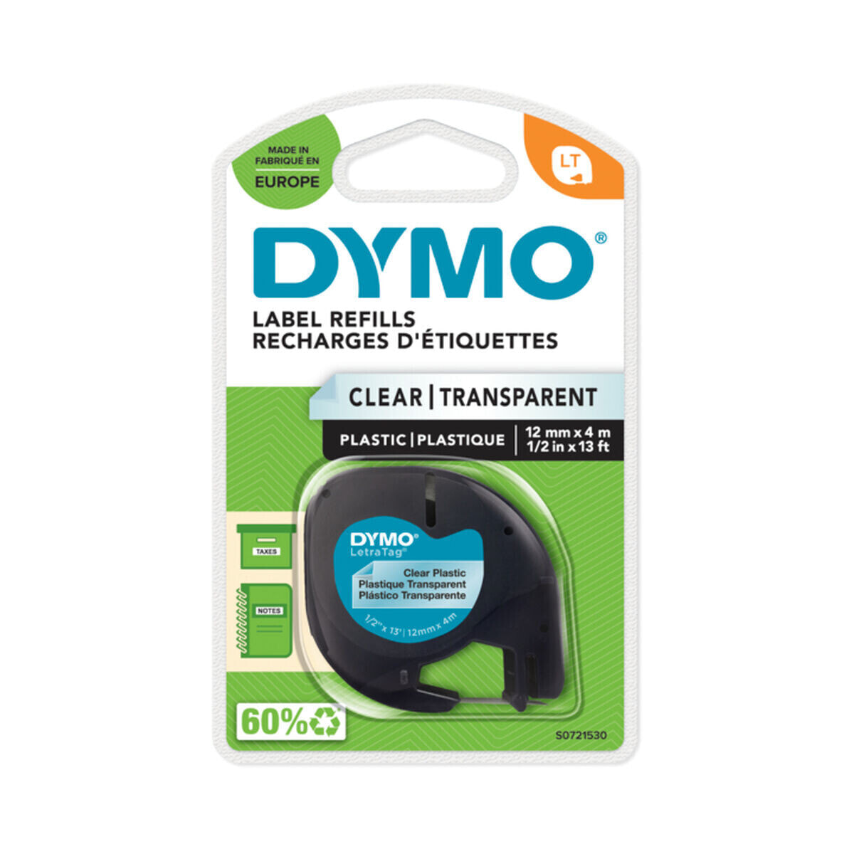 Laminated Tape for Labelling Machines Dymo S0721530 Black
