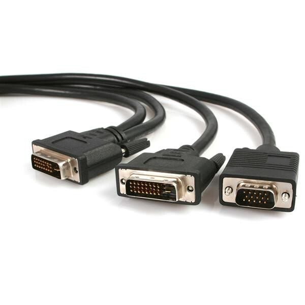StarTech.com DVIVGAYMM6 видео кабель адаптер 1,8 m DVI-I DVI-D + VGA (D-Sub) Черный