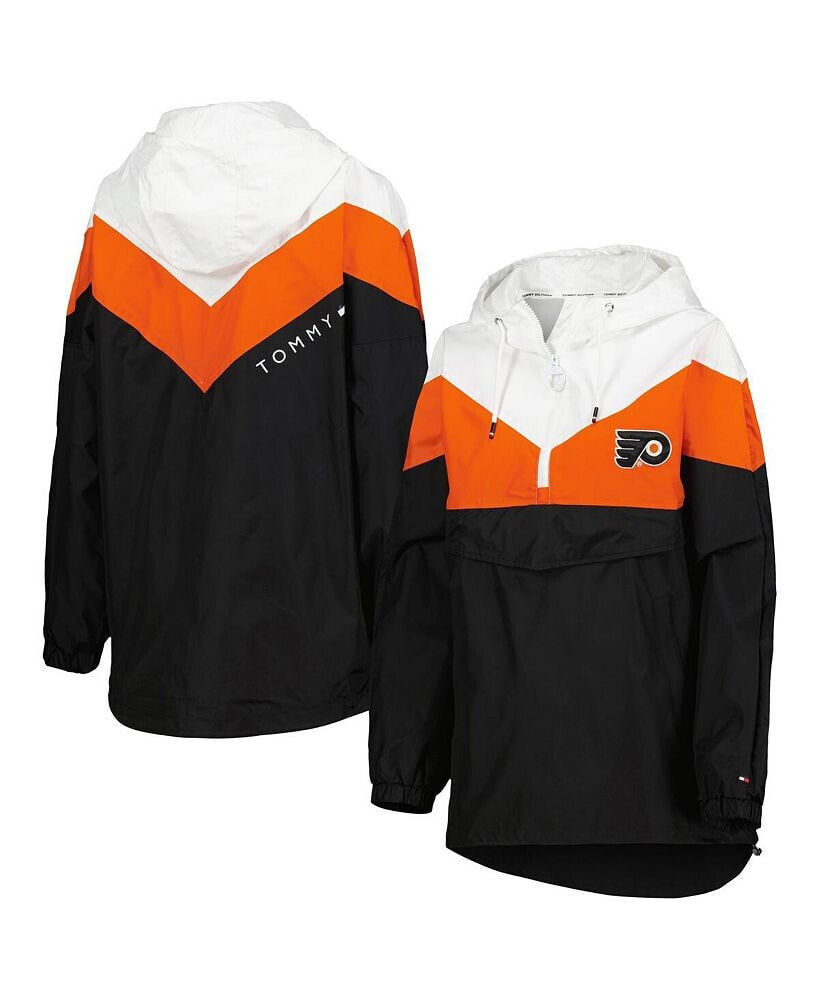 Tommy Hilfiger women's Orange, Black Philadelphia Flyers Staci Half-Zip Windbreaker Jacket