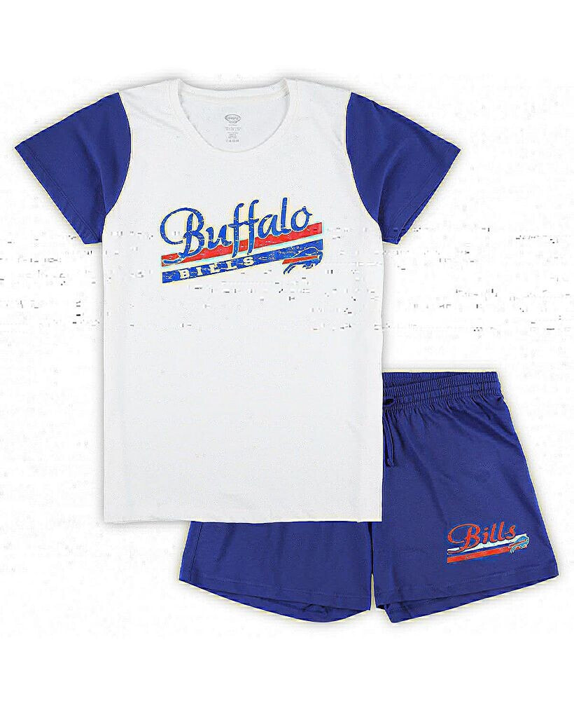 Concepts Sport women's White, Royal Buffalo Bills Plus Size Downfield T-shirt and Shorts Sleep Set