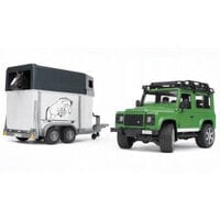 Внедорожник Bruder Land Rover Defender с прицепом-коневозкой и лошадью 02-592   1:16 61 см