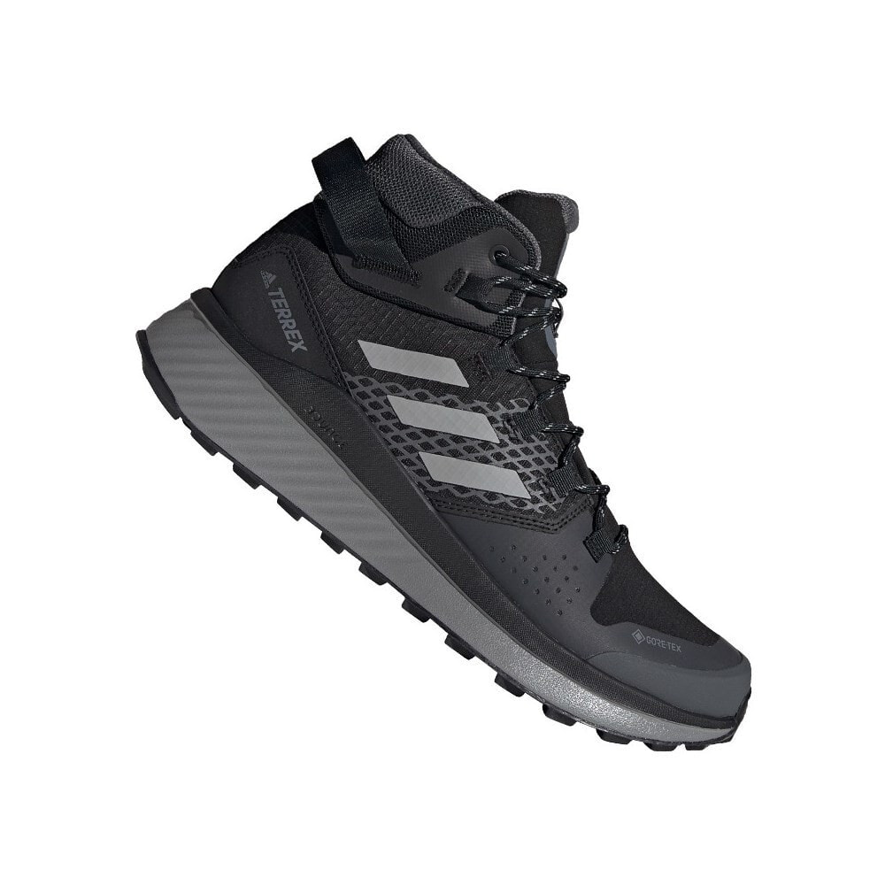 Мужские кроссовки спортивные треккинговые черные текстильные высокие демисезонные Adidas Terrex Folgian Mid Gtx