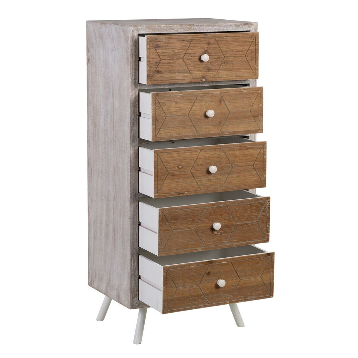 Chest of drawers COUNTRY 50 x 35 x 112 cm Natural White Fir wood MDF Wood