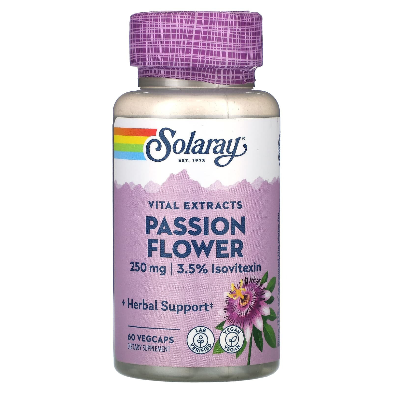 Solaray, Vital Extracts, Passion FLower, 250 мг, 60 растительных капсул