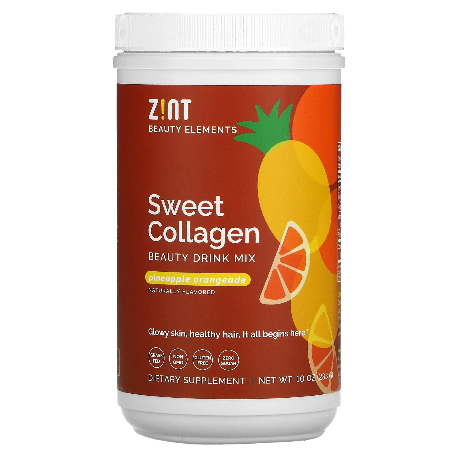 Зинт, Sweet Collagen, ананас и апельсин, 283 г (10 унций)