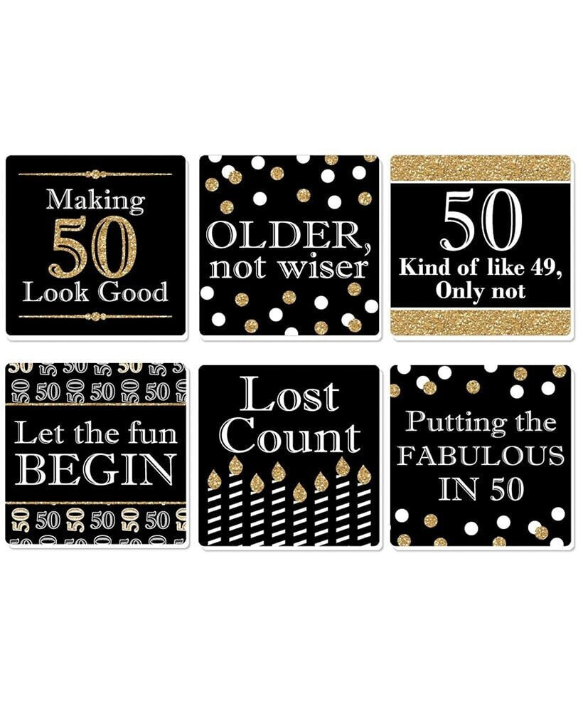 Adult 50th Birthday - Gold - Funny Party Decorations - Drink Coasters - Set of 6