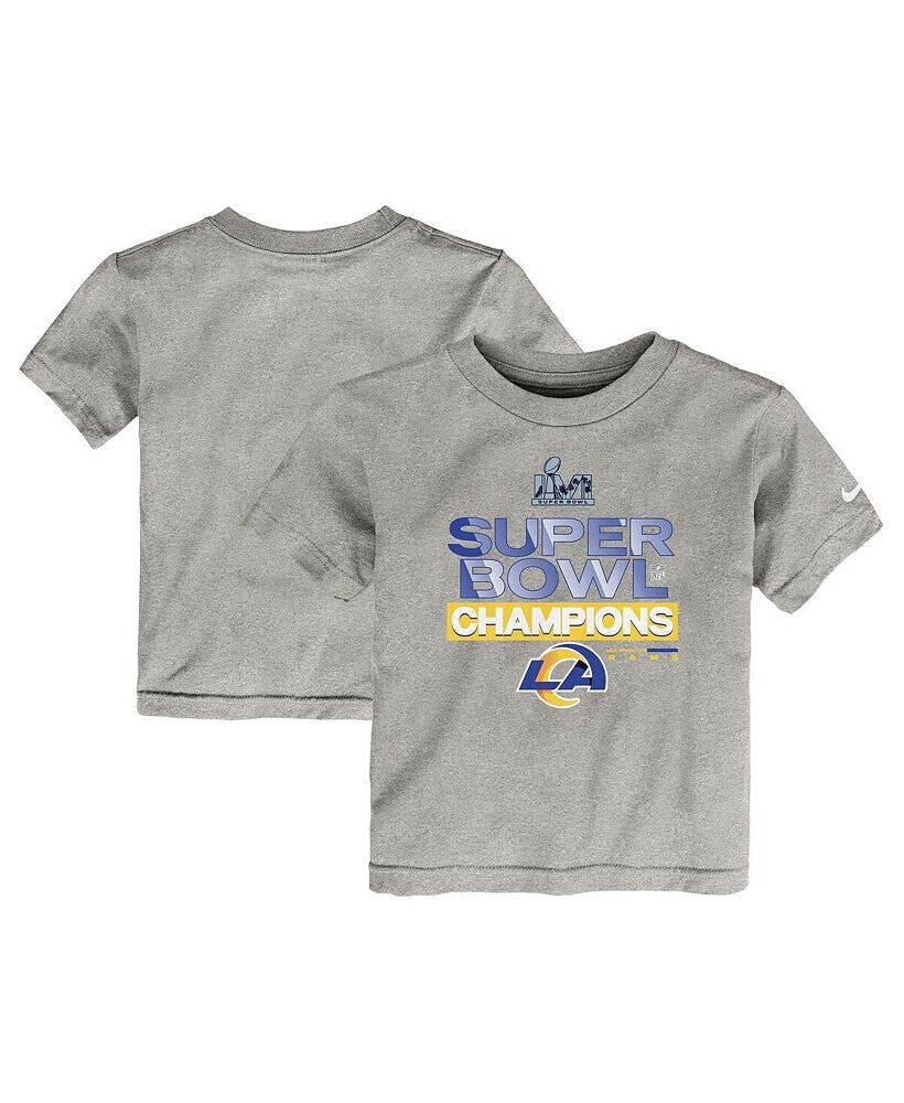 Nike toddler Girls and Boys Heather Gray Los Angeles Rams Super Bowl LVI Champions Locker Room Trophy Collection T-shirt