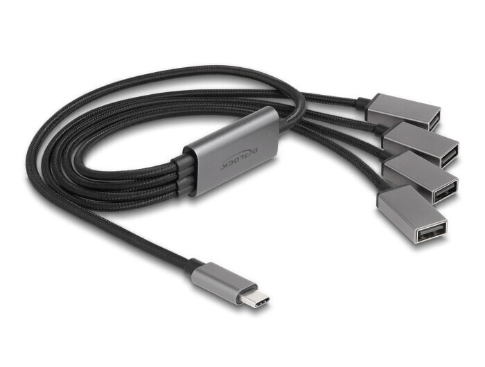 4 Port USB 2.0 Kabel-Hub mit Type-C Anschluss 60 cm