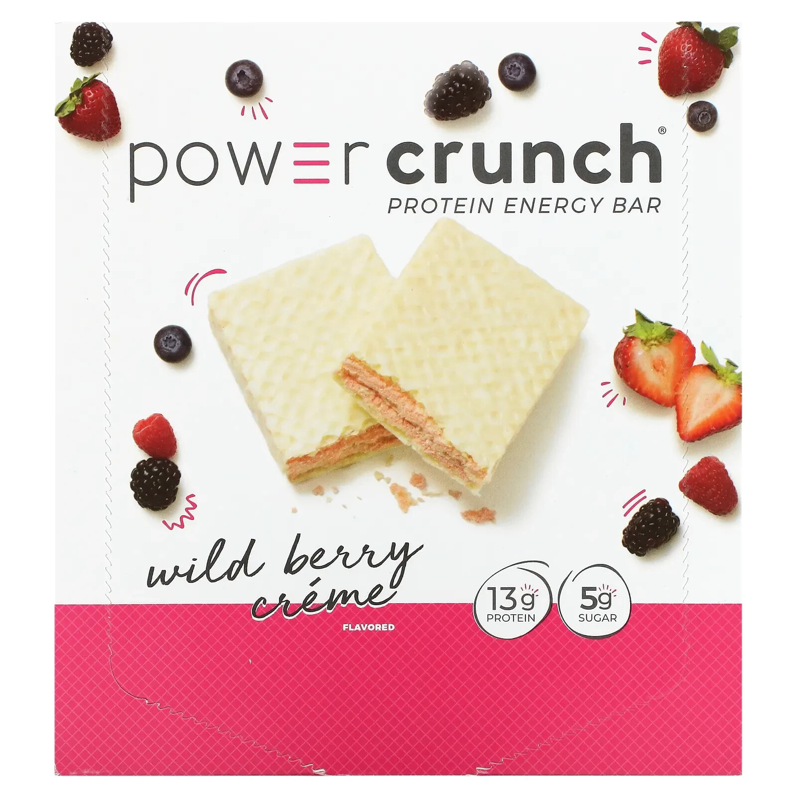 BNRG, Power Crunch Protein Energy Bar, Wild Berry Creme, 12 Bars, 1.4 oz (40 g) Each