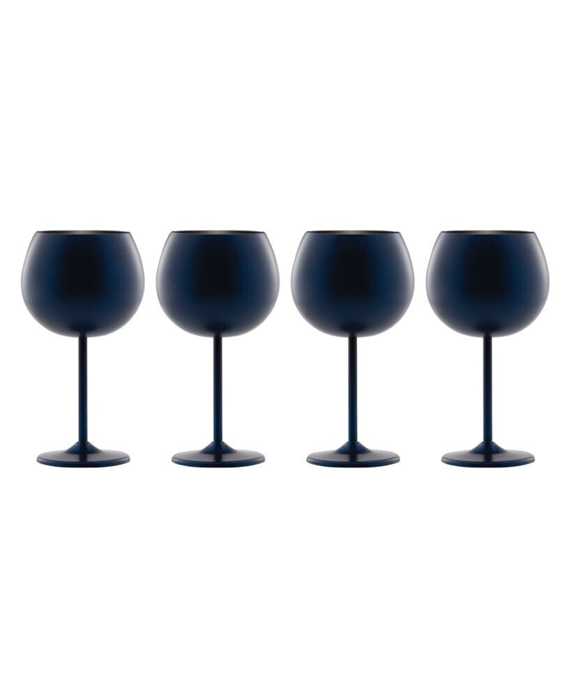 Cambridge 12 Oz Navy Stainless Steel Red Wine Glasses, Set of 4