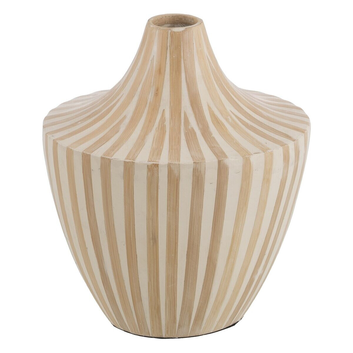 Vase White Beige Bamboo 27 x 27 x 31 cm