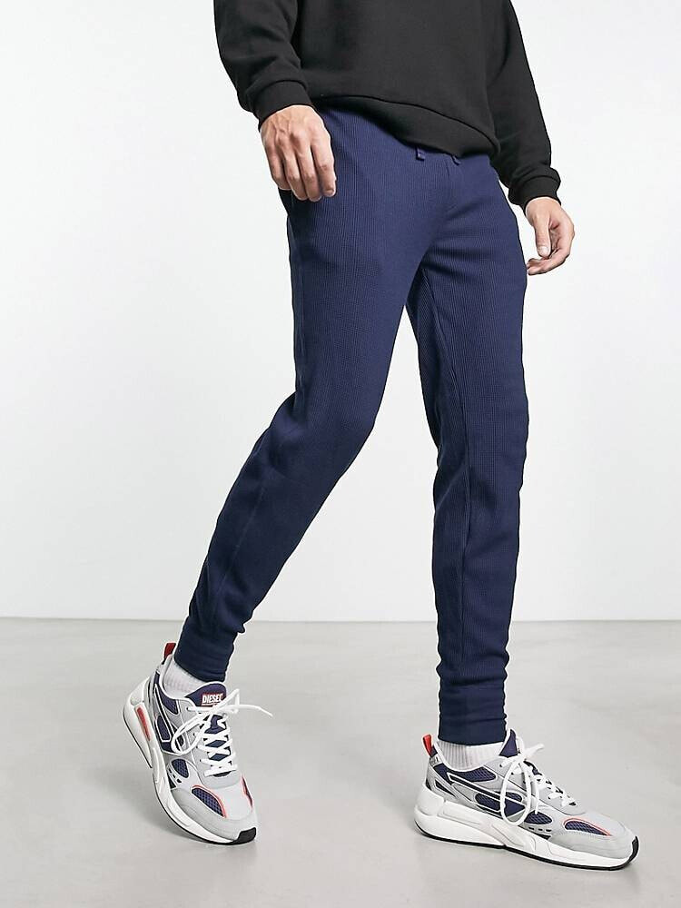 Polo Ralph Lauren – Loungewear – Jogginghose in Marineblau mit Waffelstruktur und Polospieler-Logo