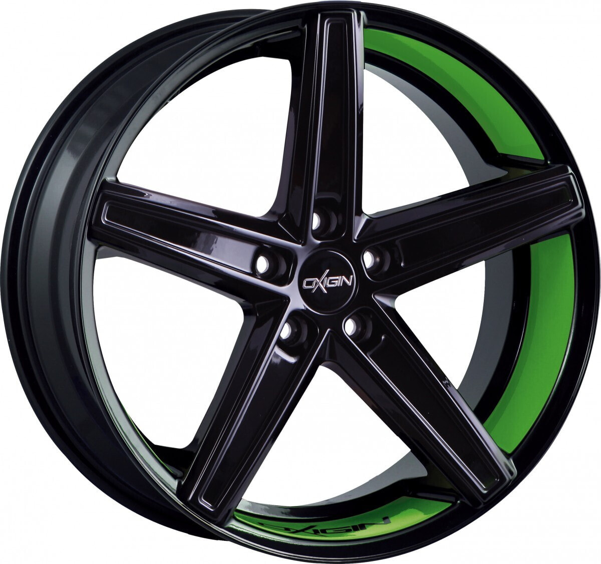 Колесный диск литой Oxigin 18 Concave black foil spring green 10x22 ET40 - LK5/120 ML76.9