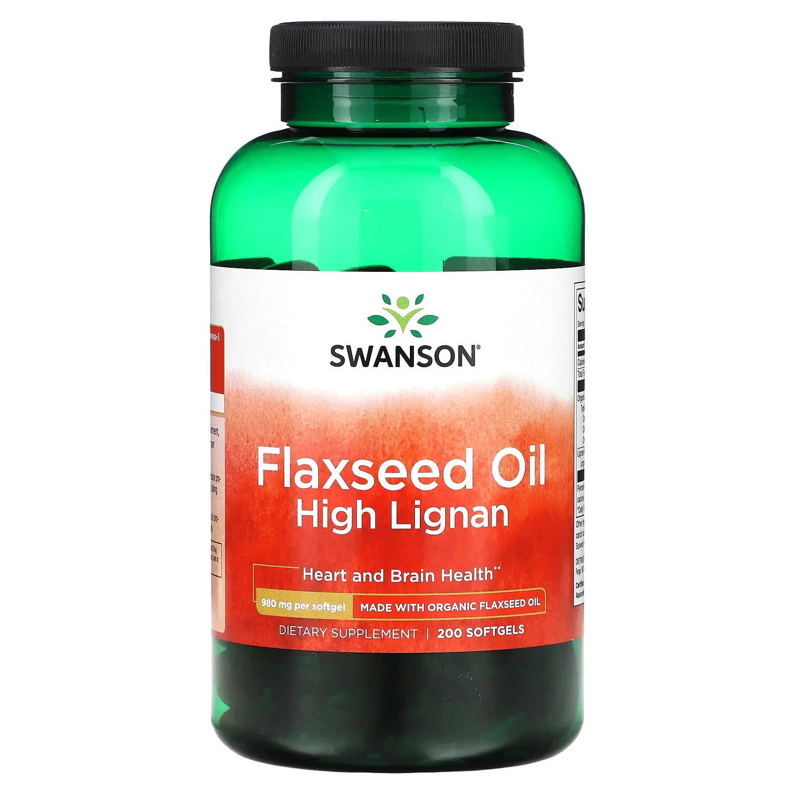 Swanson, Льняное масло с высоким содержанием лигнана, 980 мг, 200 мягких таблеток