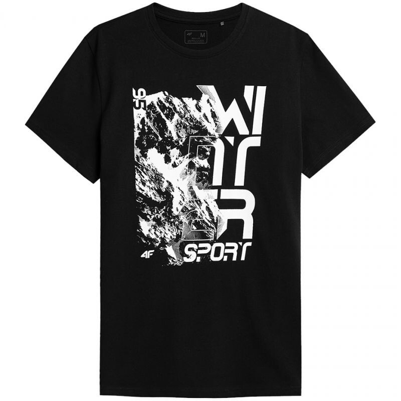Мужская футболка спортивная черная с принтом T-shirt 4F M H4Z21-TSM016 20S