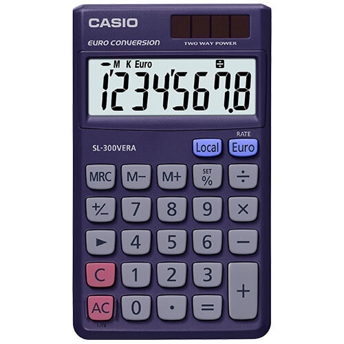 Casio SL-300VERA - Pocket - Display - 8 digits - Battery/Solar - Violet