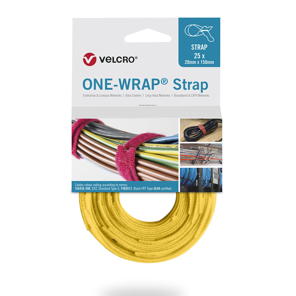 VELCRO ONE-WRAP - Releasable cable tie - Polypropylene (PP) -  - Yellow - 330 mm - 20 mm - 25 pc(s)