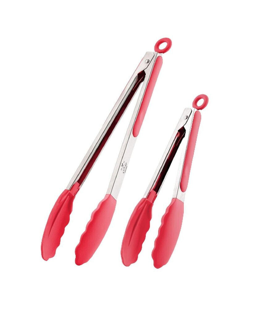Tongs With Silicone Tips and Lock Mechanism 2-Pc