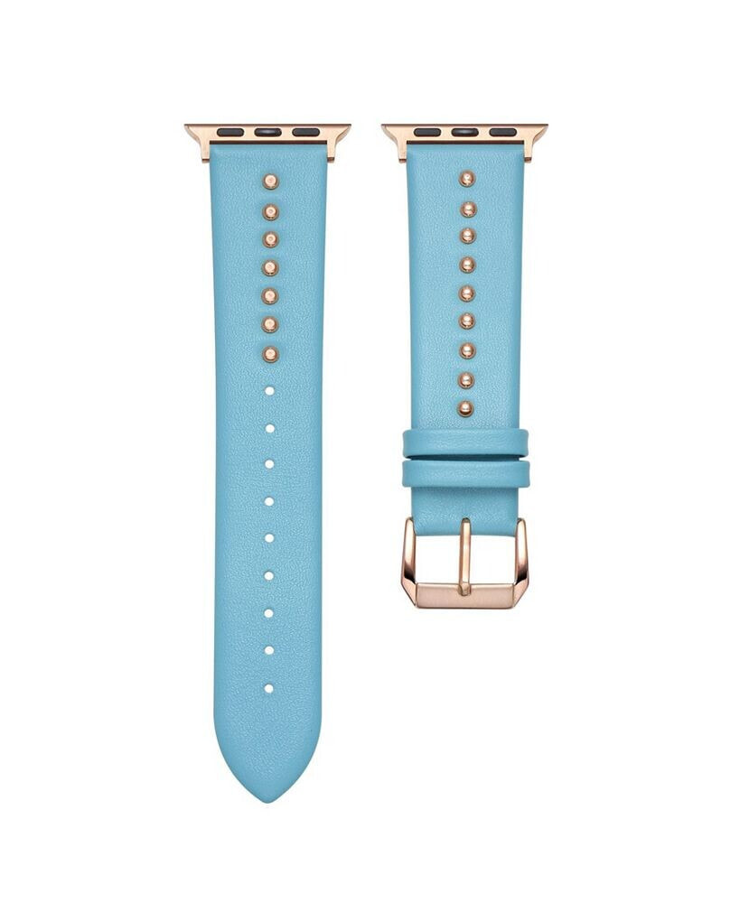 Posh Tech skyler Teal Genuine Leather and Stud Band for Apple Watch, 42mm-44mm