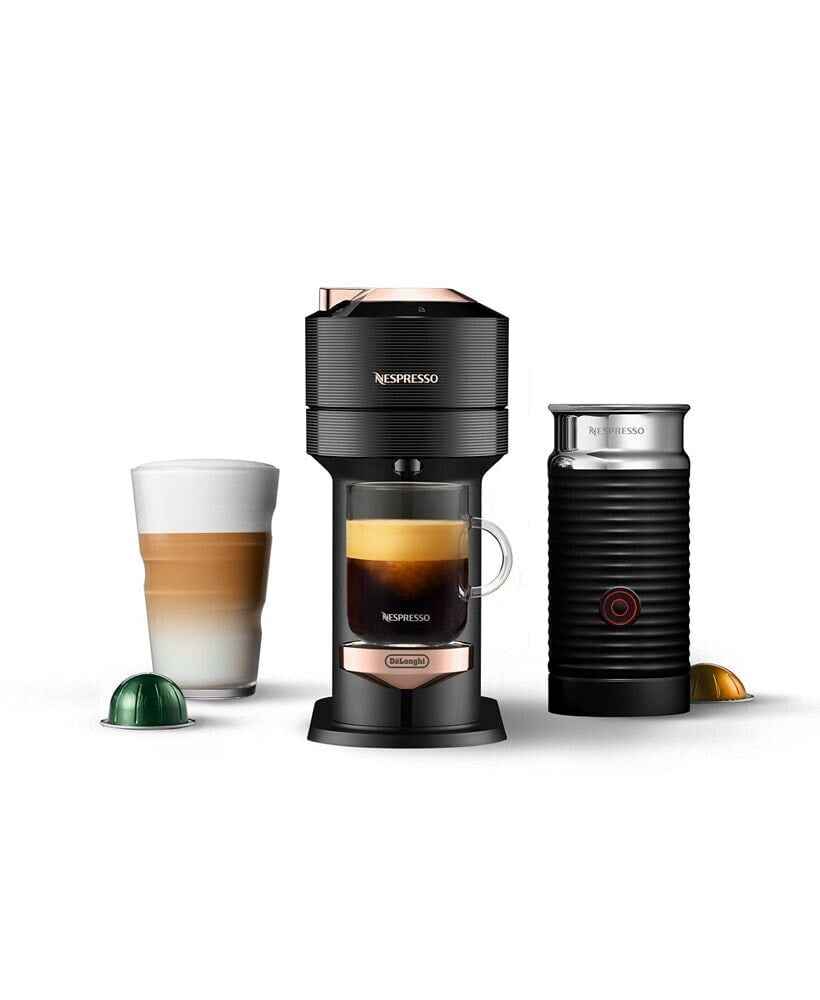 Vertuo Next Premium Coffee and Espresso Maker by DeLonghi, Black Rose Gold with Aeroccino Milk Frother