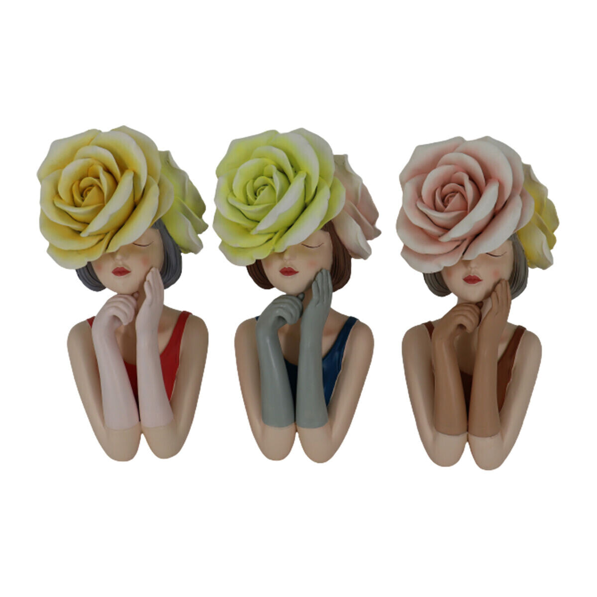 Decorative Figure DKD Home Decor 14,5 x 11,5 x 28,7 cm Lady Multicolour (3 Units)
