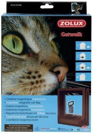 Zolux Cat door for wooden doors with magnetic closure - brown