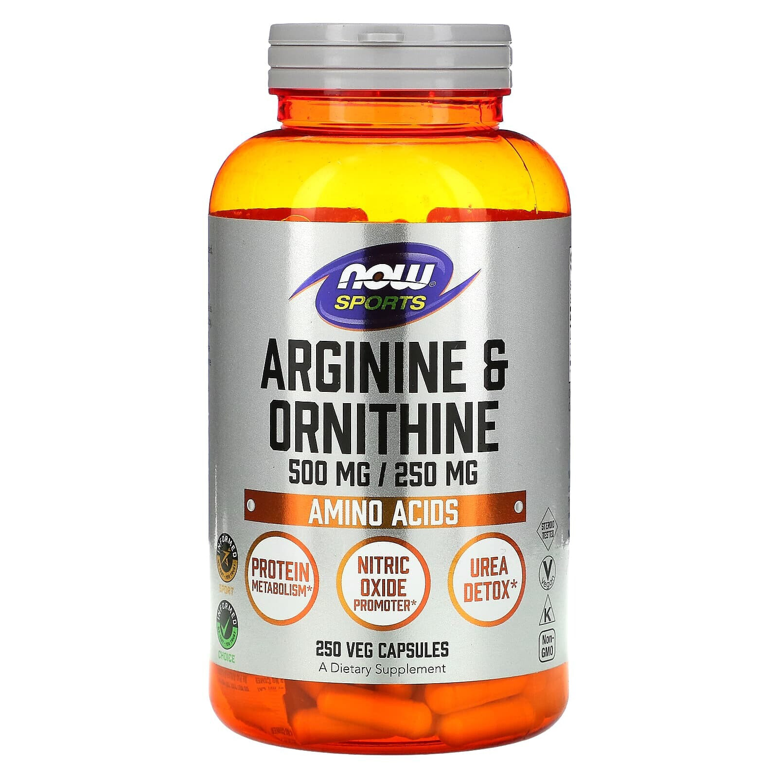 Sports, Arginine & Ornithine, 1000 mg / 500 mg, 250 Veg Capsules (500 mg /250 mg per Capsule)