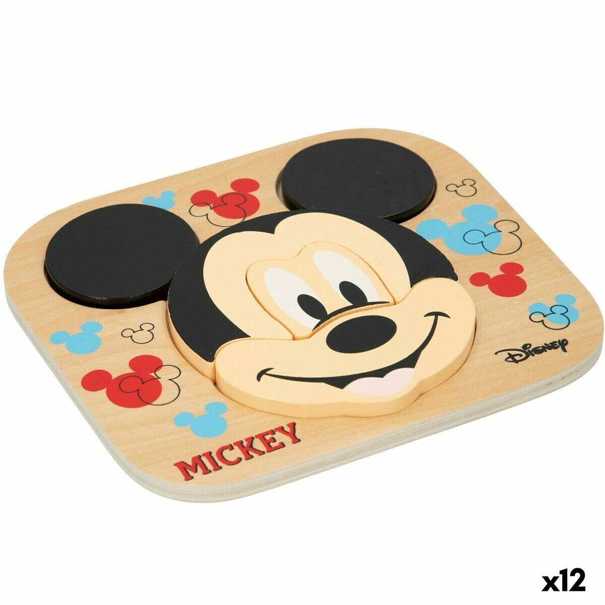 Child's Wooden Puzzle Disney Mickey Mouse + 12 Months 6 Pieces (12 Units)