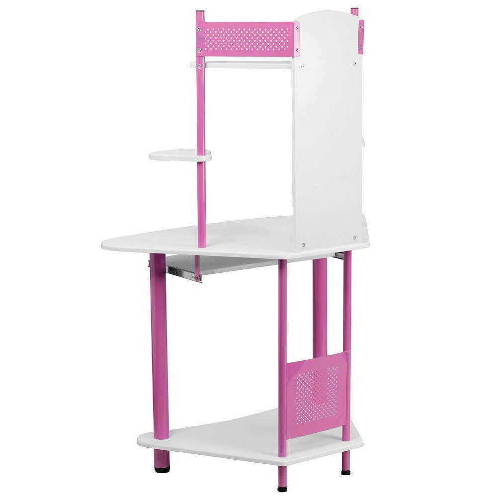 Flash Furniture pink Corner Computer Desk With Hutch