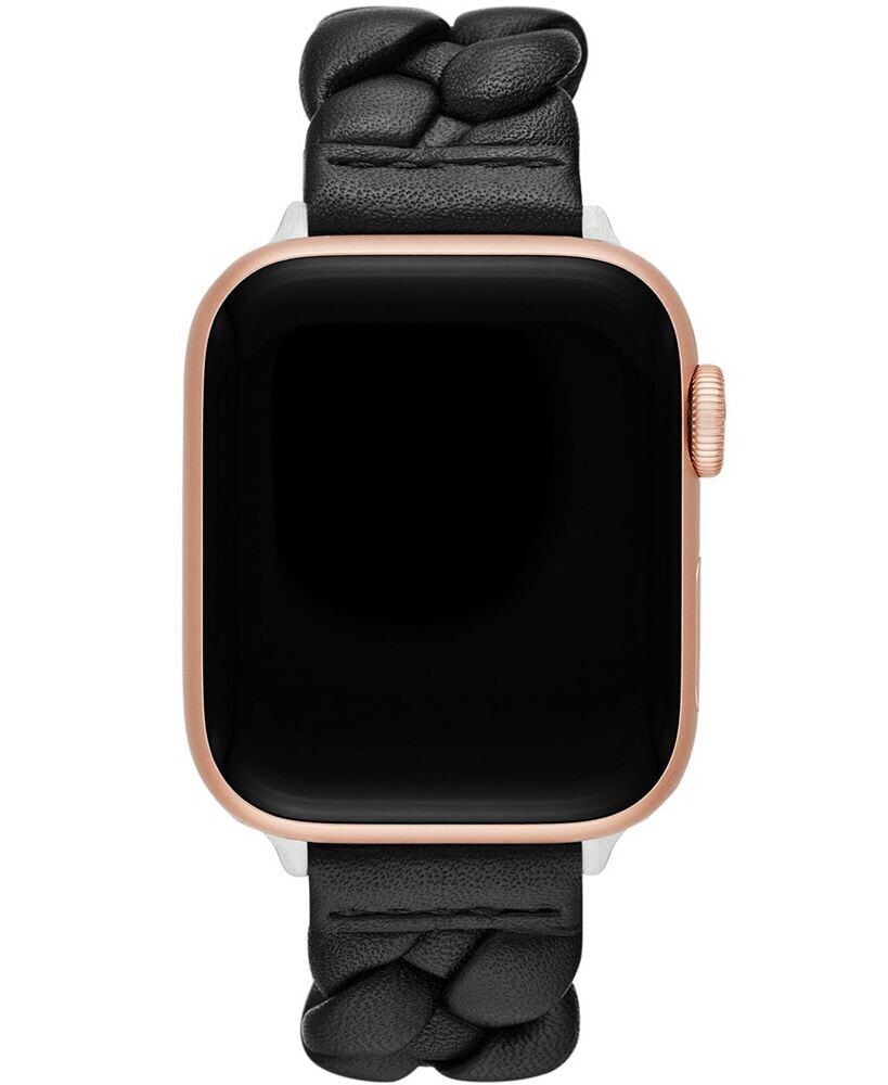 kate spade new york women's Black Leather Band for Apple Watch, 38, 40, 41mm and 42, 44, 45, 49mm