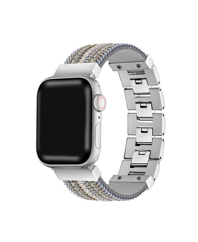 Posh Tech men's and Women's Black Silver-Tone Jewelry Band for Apple Watch 38mm