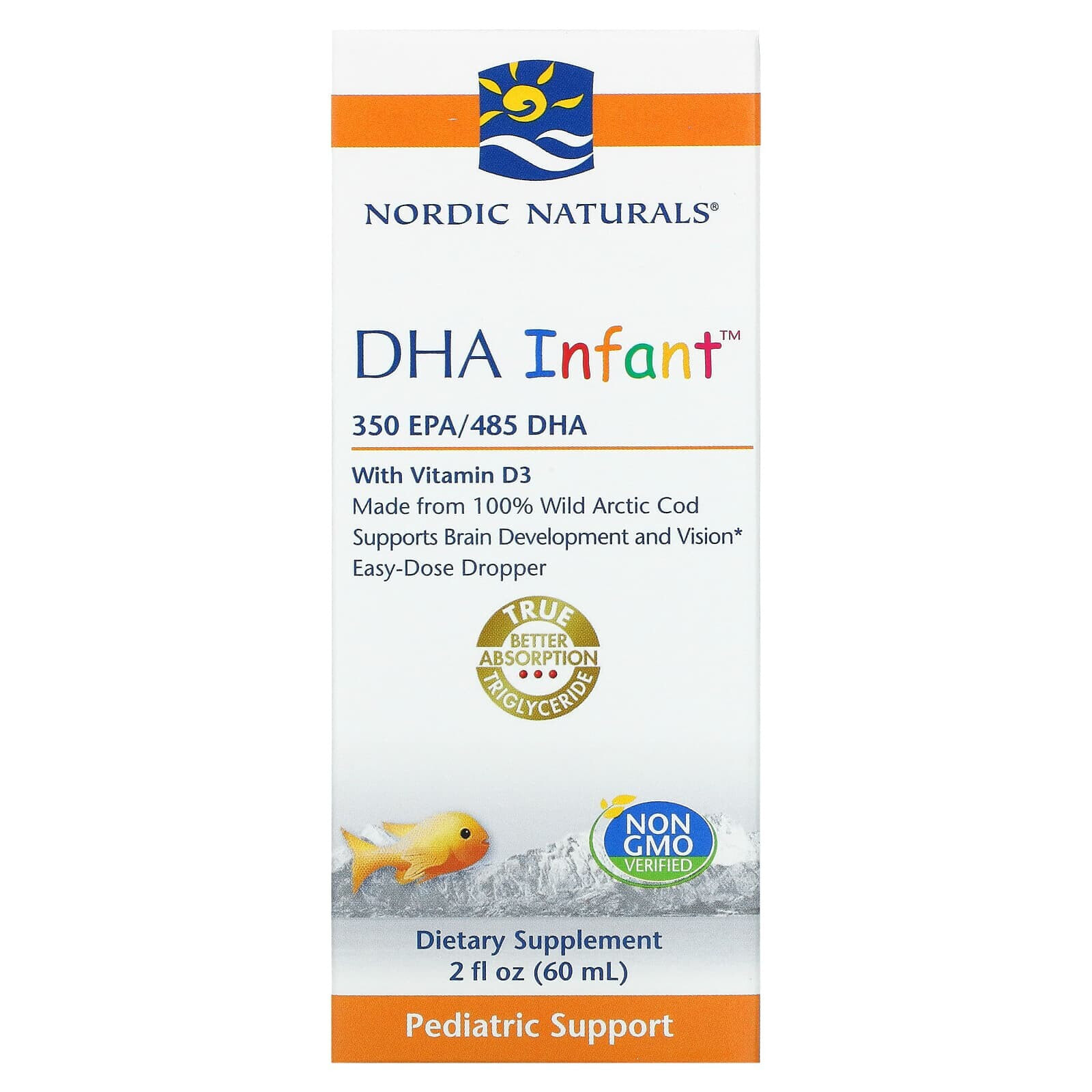 Нордик Натуралс, Докозагексаеновая кислота (ДГК) с витамином D3 для младенцев, 60 мл (2 жидкие унции)