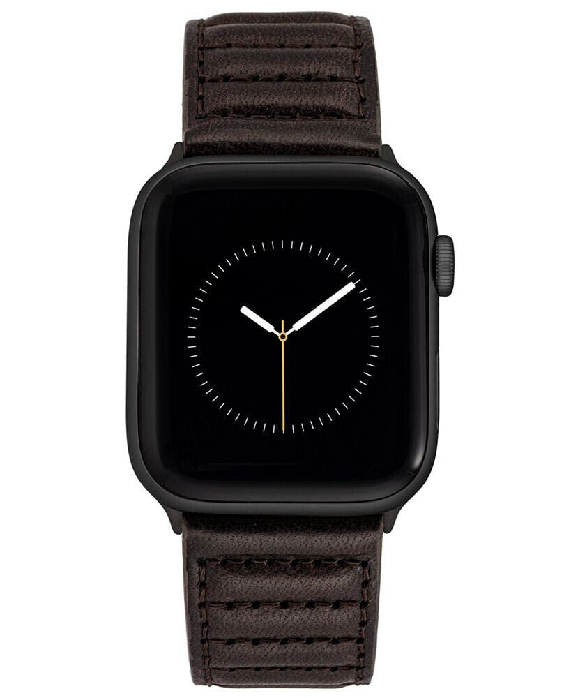 Vince Camuto men's Black Premium Leather Band with Stitched Pattern 42mm, 44mm, 45mm, Ultra 49mm Apple Watch