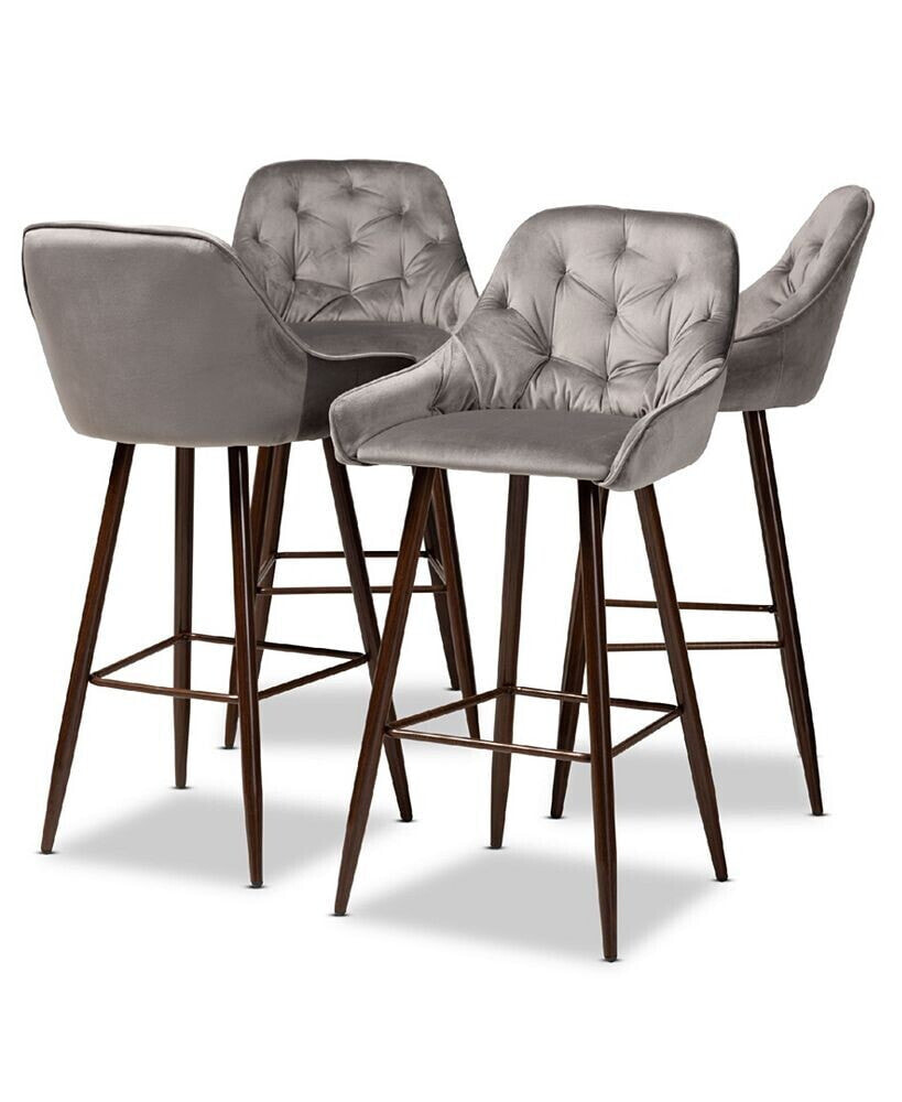 Baxton Studio catherine Modern and Contemporary Velvet Fabric Upholstered 4 Piece Bar Stool Set