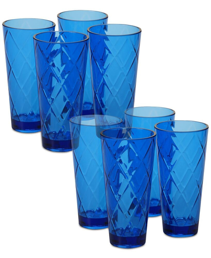 Cobalt Blue Diamond Acrylic 8-Pc. Iced Tea Glass Set