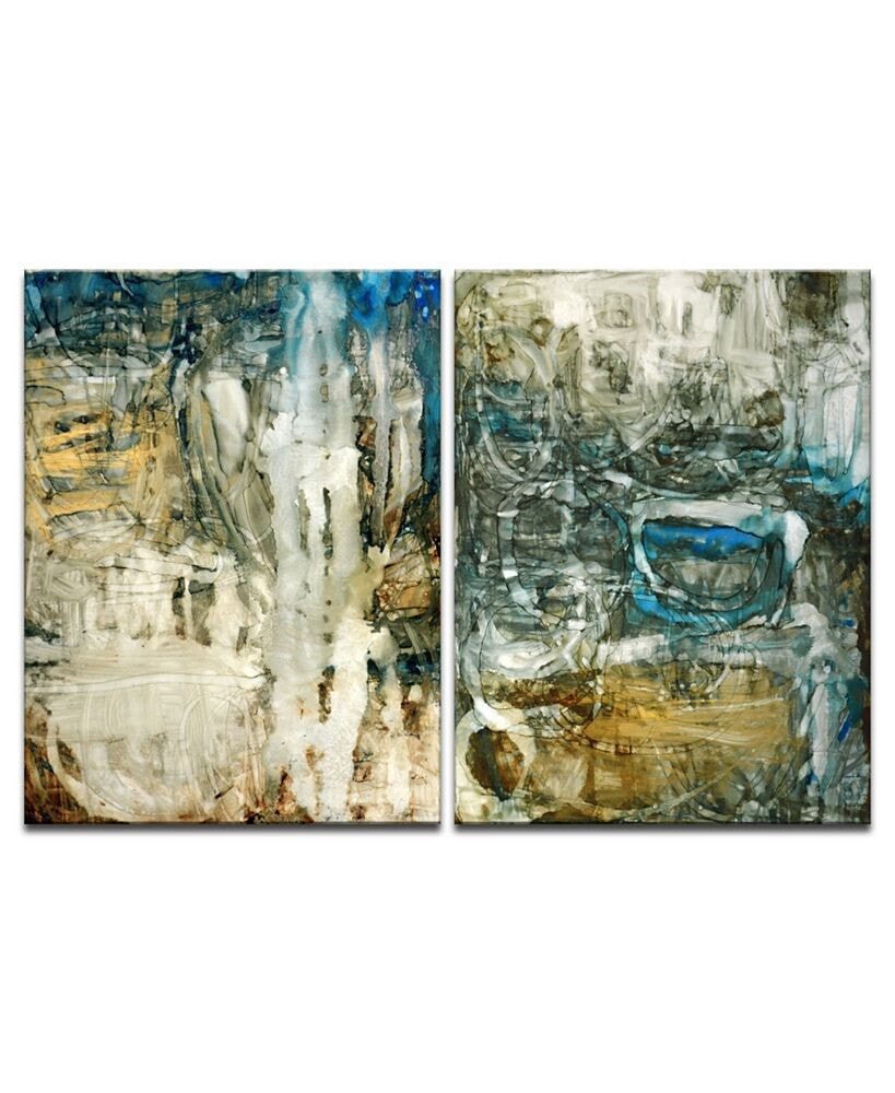 'Ravine Falls I/II' 2 Piece Abstract Canvas Wall Art Set, 30x20