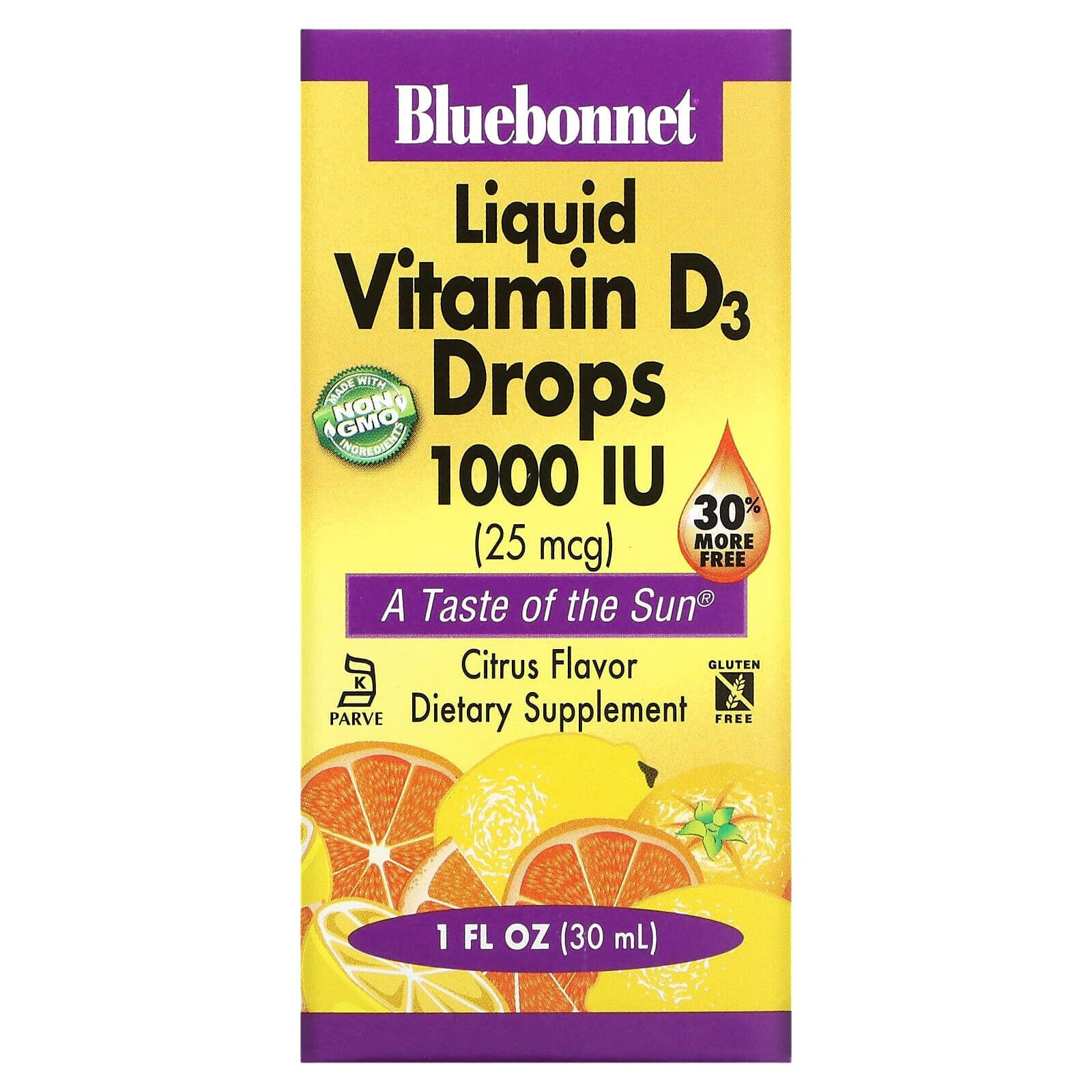 Liquid Vitamin D3 Drops, Citrus, 10 mcg (400 IU), 1 fl oz (30 ml)