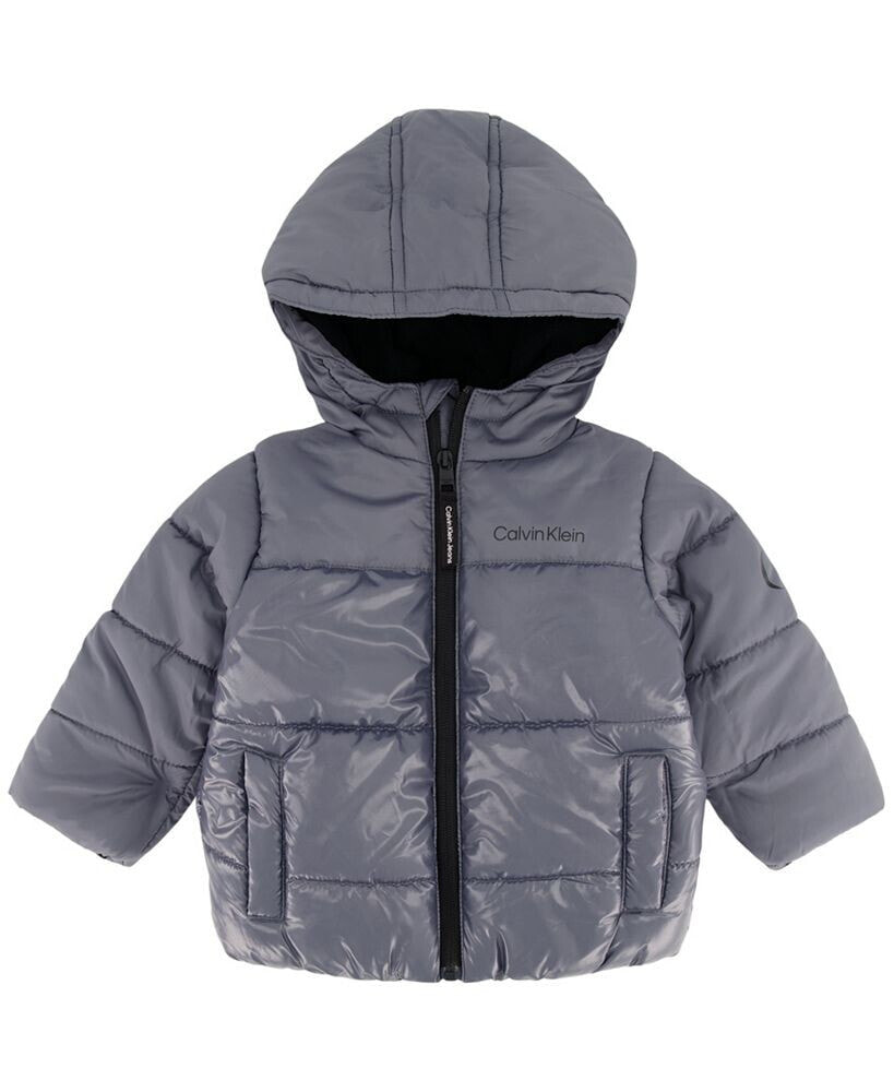 Calvin Klein baby Boys Shiny Blocked Bubble Jacket