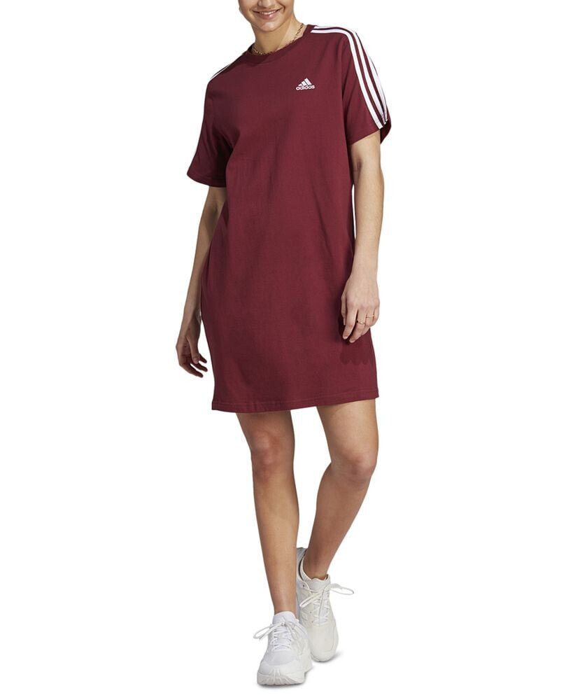 adidas women's Active Essentials 3-Stripes Single Jersey Boyfriend Tee Dress