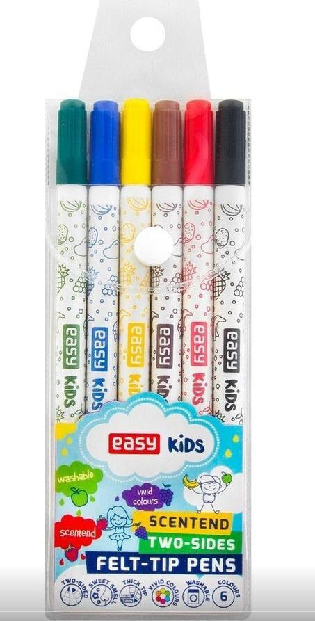 Easy Washable double-sided scented markers 6 colors