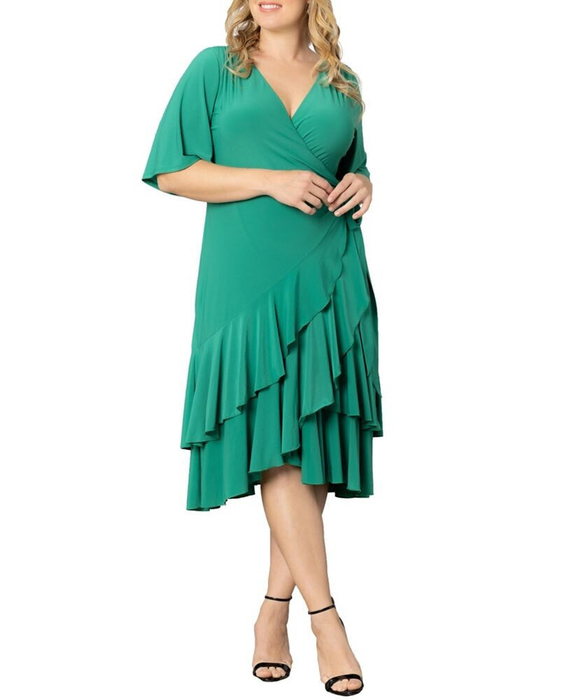 Kiyonna plus Size Miranda Ruffle Wrap Dress