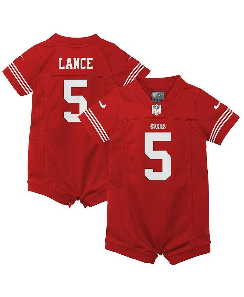 Nike infant Girls and Boys Trey Lance Scarlet San Francisco 49ers Romper Game Jersey