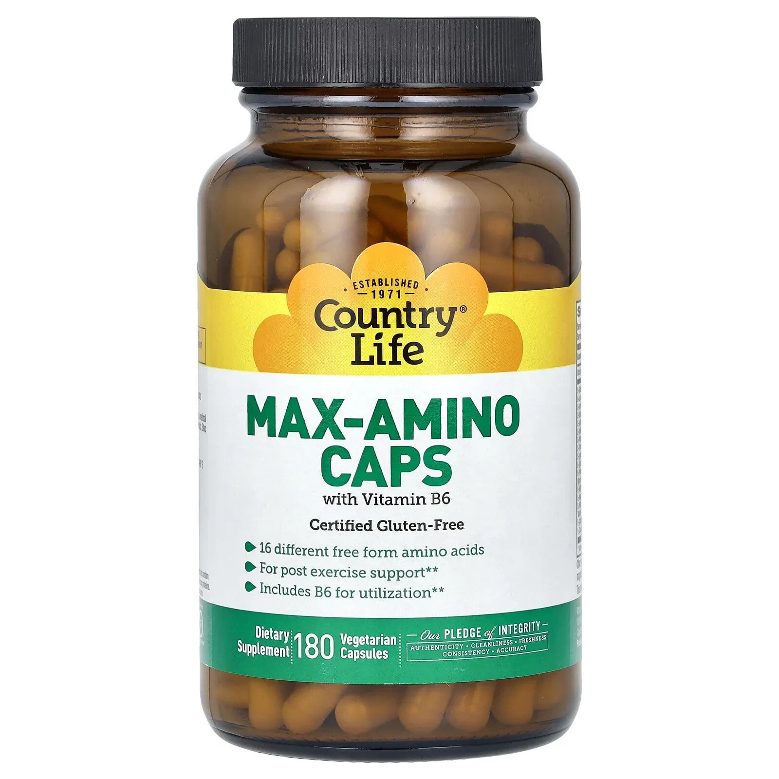 Max-Amino Caps with Vitamin B-6, 180 Vegetarian Capsules