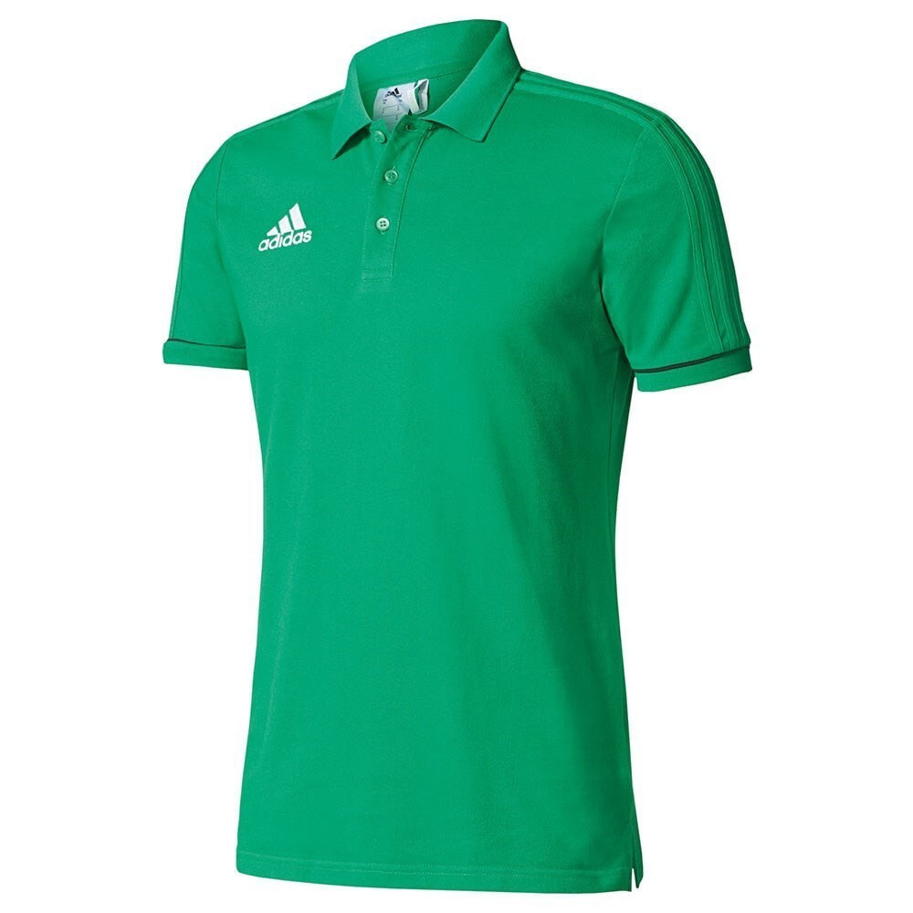 Мужская футболка-поло спортивная зеленая с логотипом Adidas TIRO17 Cotton Polo